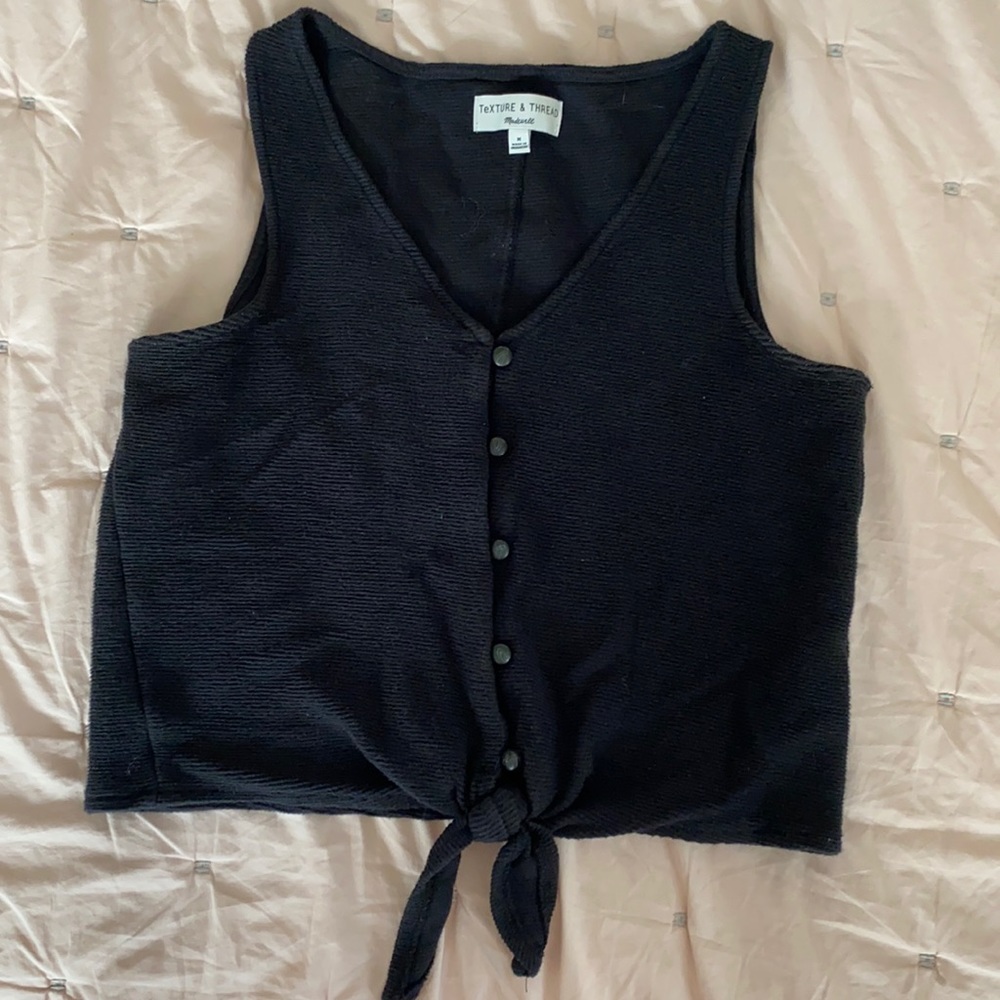 Madewell tie front sleeveless top